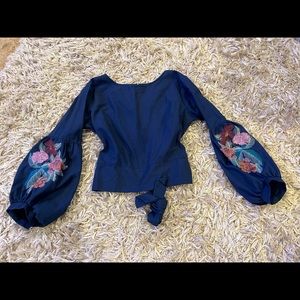 Blue Embroidered Top